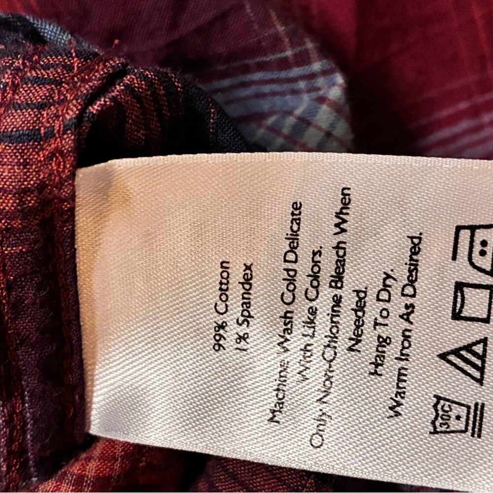 Eddie Bauer Red & Blue Classic Fit Plaid Cotton Button Down Shirt L - Picture 4 of 6